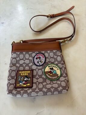 Disney x Coach Kitt Messenger Brown Signature Crossbody with Disney Patches